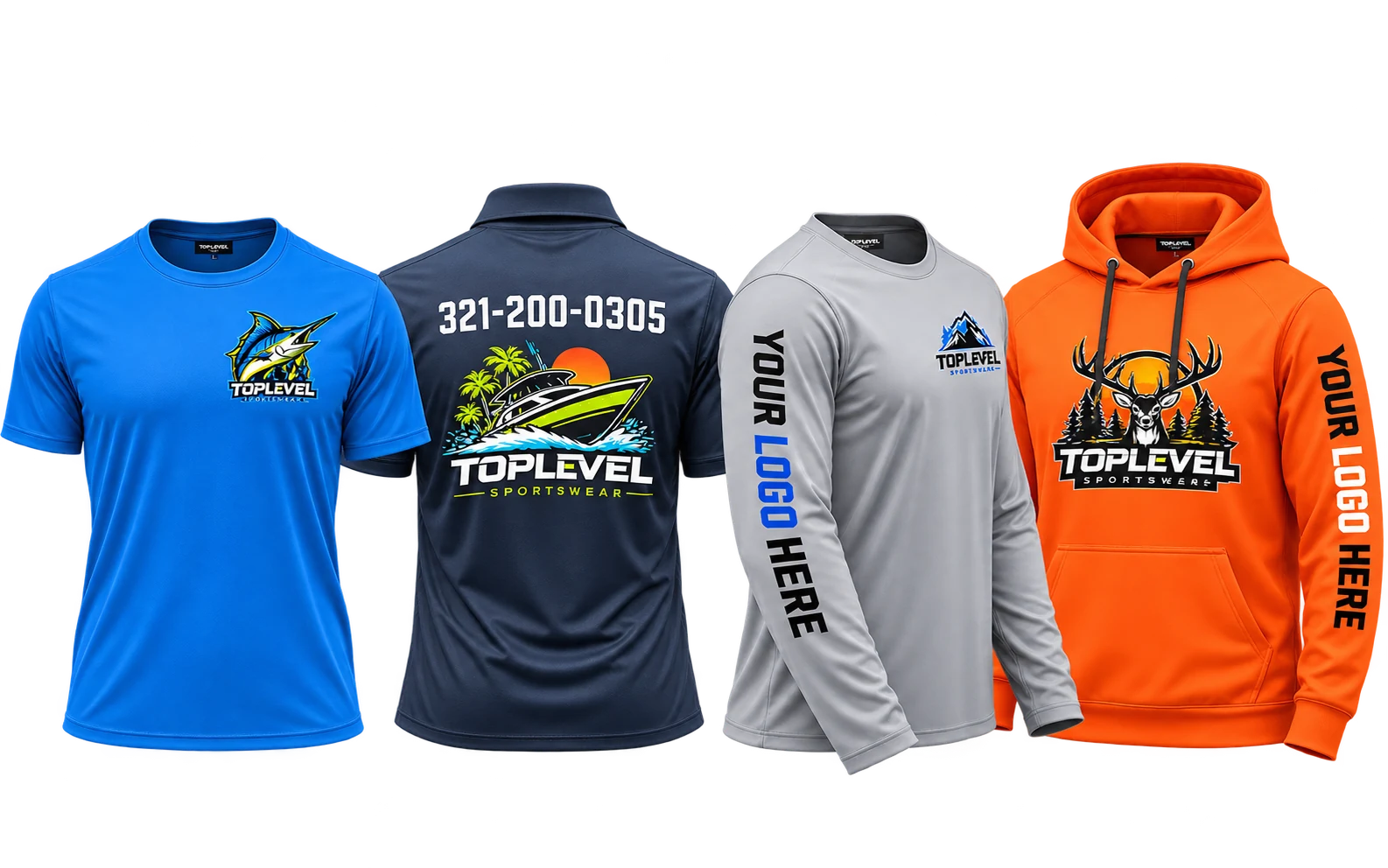 toplevel solid color performance apparel Toplevel Sportswear Solid color custom performance apparel with logo placements